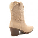 Ankle Cowboy Boots - Beige