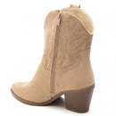 Ankle Cowboy Boots - Beige