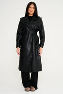 Alaia Faux Leather Trench Coat