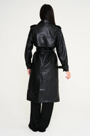 Alaia Faux Leather Trench Coat