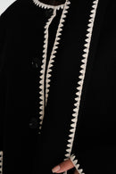 Embroidered Scarf Shacket - Black/White