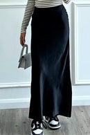 Satin Maxi Skirt - Black