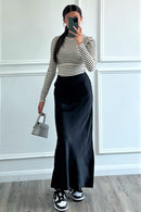 Satin Maxi Skirt - Black