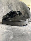 Fluffy Platform Boots - Black