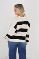 Susie Jumper - Black/Beige Stripe