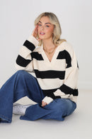 Susie Jumper - Black/Beige Stripe