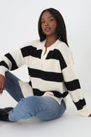 Susie Jumper - Black/Beige Stripe