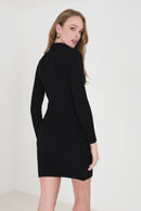 Lily Ribbed Dress - Black