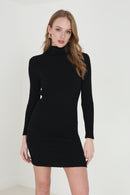 Lily Ribbed Dress - Black