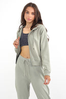 Kaia Cropped Hoodie - Sage Green