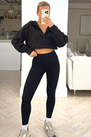 RIBBED LEGGINGS - BLACK