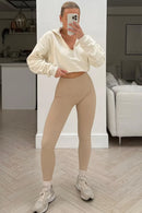 RIBBED LEGGINGS - BEIGE