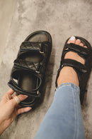 COCO QUILTED SANDALS - BLACK