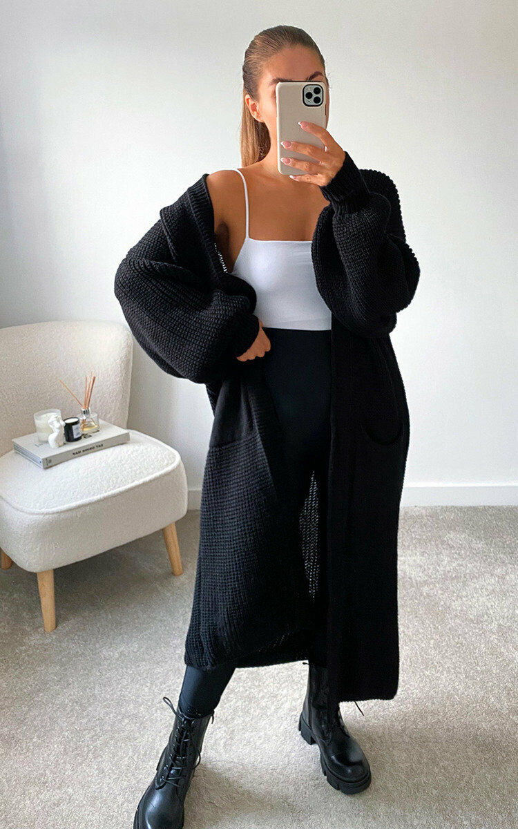 Long black hot sale maxi cardigan